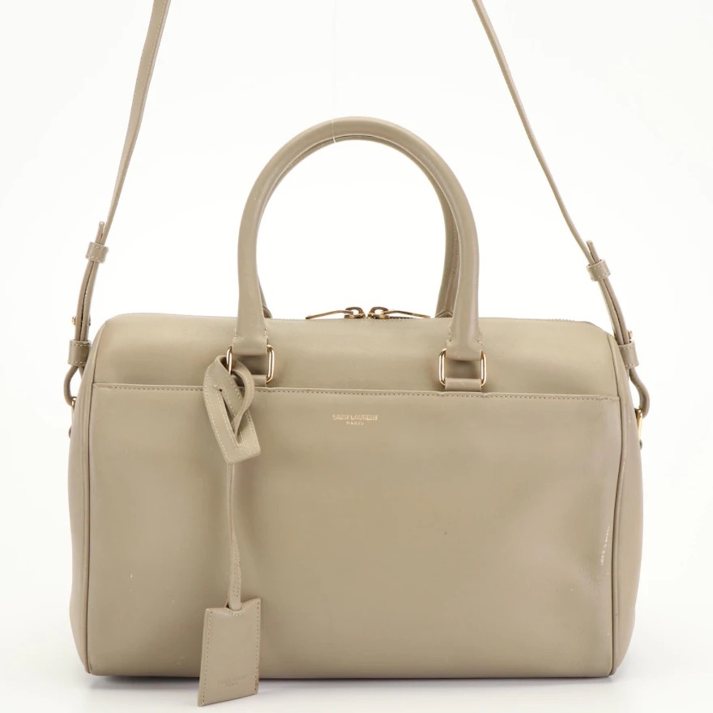 Saint Laurent Taupe Classic Duffle Shoulder Bag